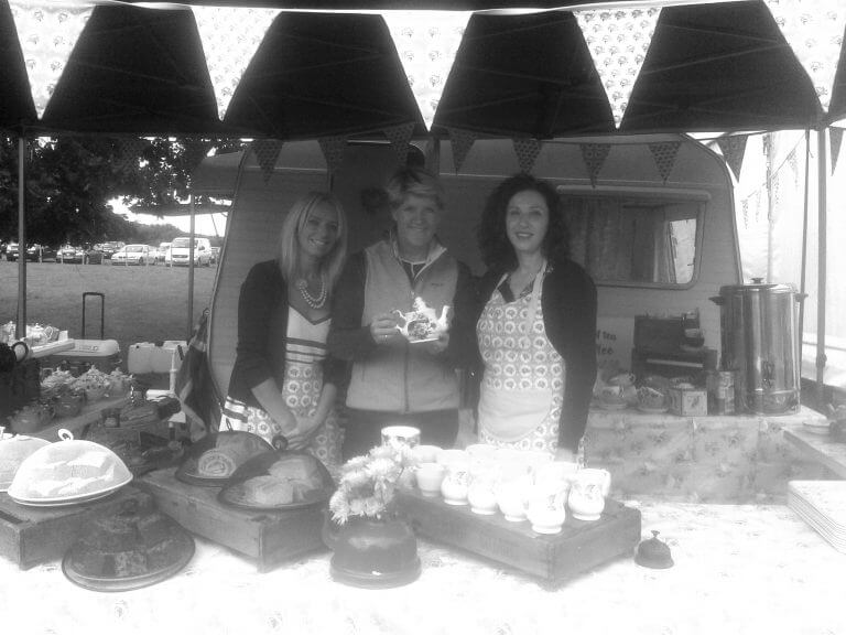 Photo of Clair Balding with Themed Catering staff